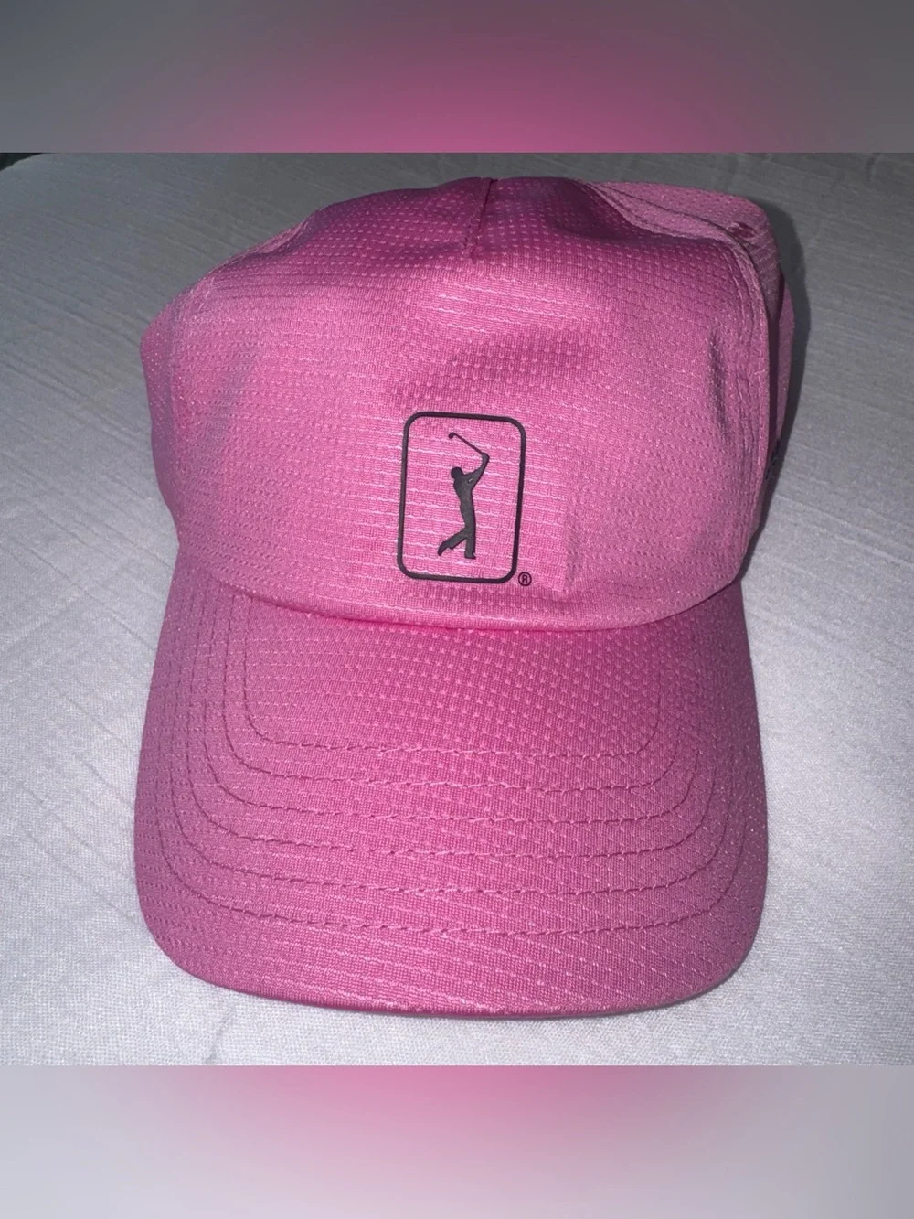 NWT PGA TOUR Airflux Mesh Golf Cap Adjustable Hat Curved Brim Pink